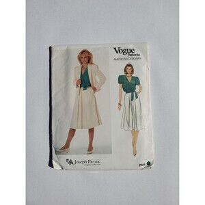 1980s Joseph Picone Jacket, Skirt & Blouse Pattern w/ Belt – Vogue, Size 10, Unc